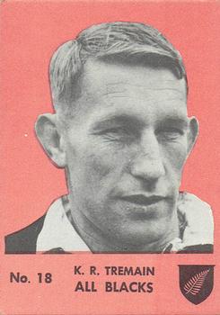 1968 Playtime Rugby Gum Famous Rugby Players - Red #18 Kel Tremain Front